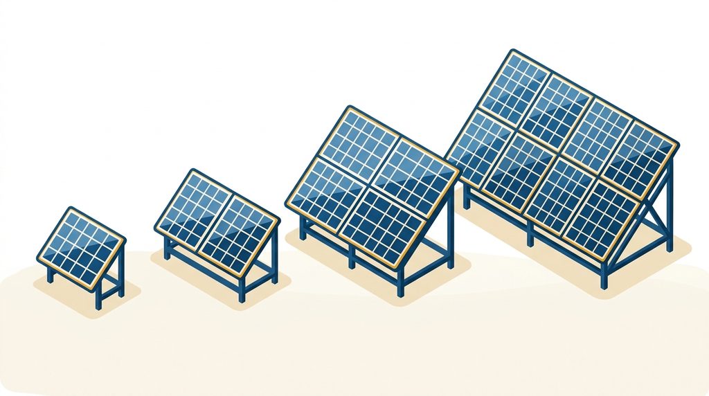 Four solar panel sizes from 100 W to 800 W