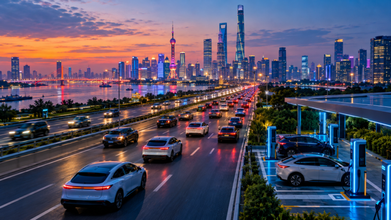Electric cars on a Chinese highway, China EV sales report September 2026